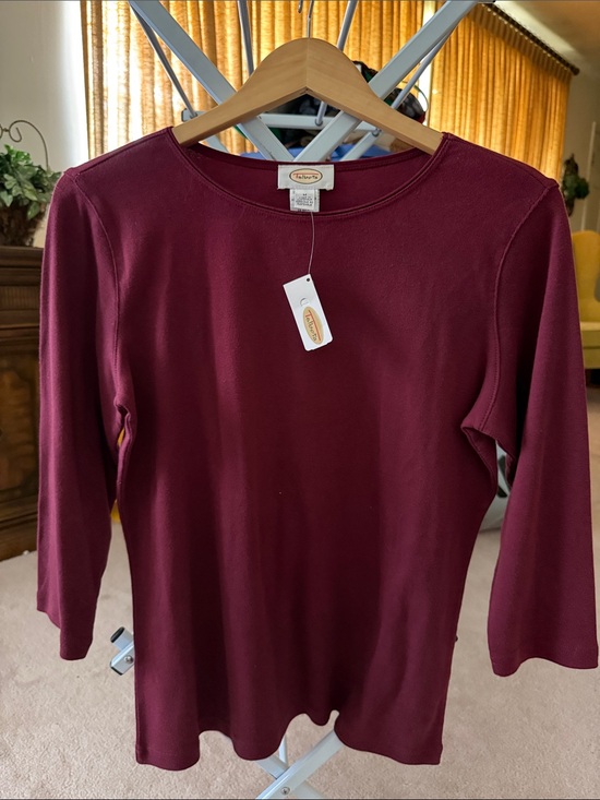 Talbots Tops - Talbots Women's Long Sleeve Crewneck Top - Wine